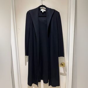 St. John Collection Beautiful long Black open front Long Sweater with Hood